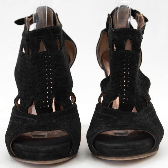 Belle Sigerson Morrison Black Suede Open Toe Suede Sandals Size 8.5 - Picture 3 of 12